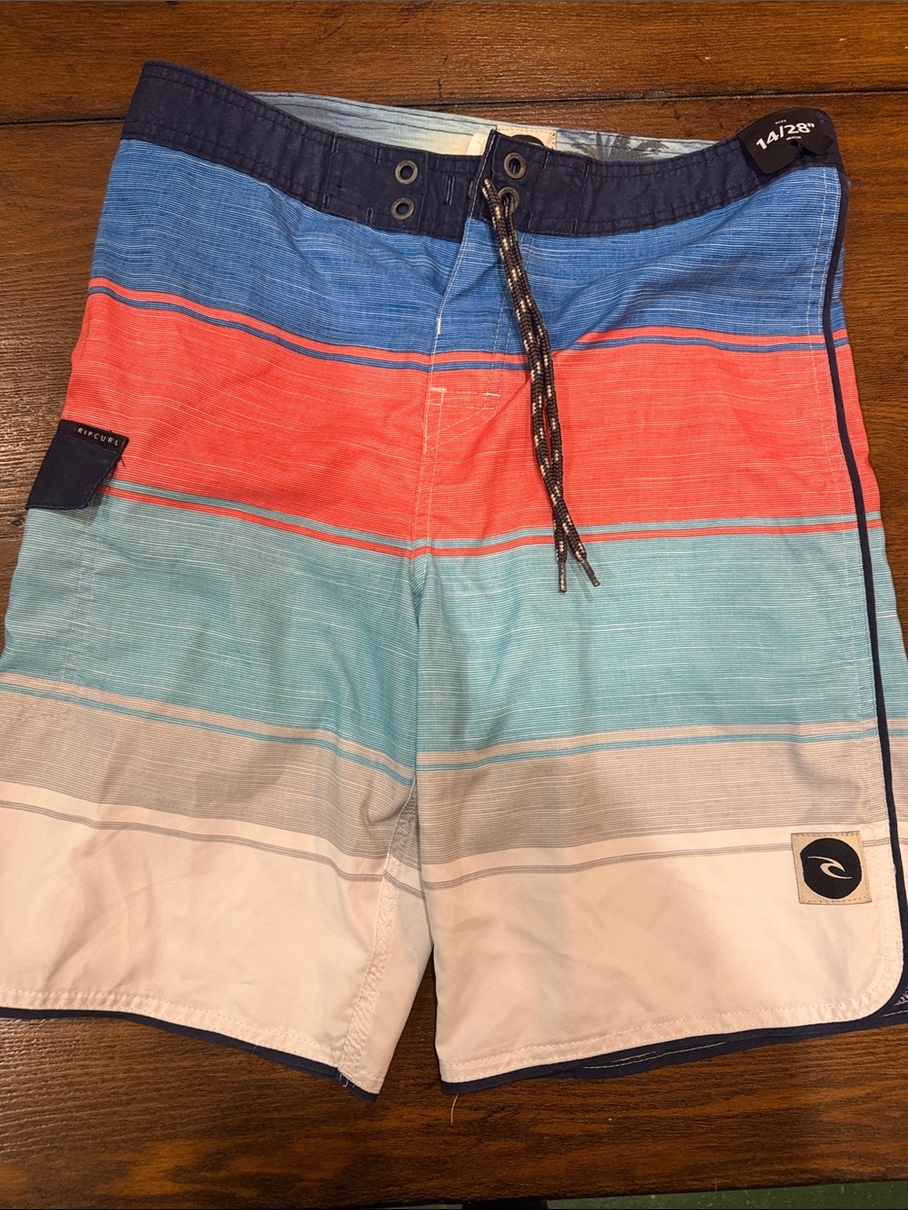 Rip Curl Men’s Stripe Boardshorts - Blue, Coral, Aqua, White